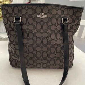 Coach Black and Gray Signature Tote Bag